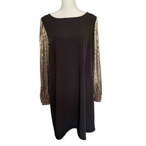 MSK Sheath Black Sequin-Sleeve Dress Size L